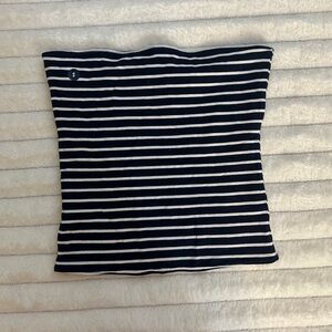 Hollister Navy and White Reversible Striped Tube Top Size S